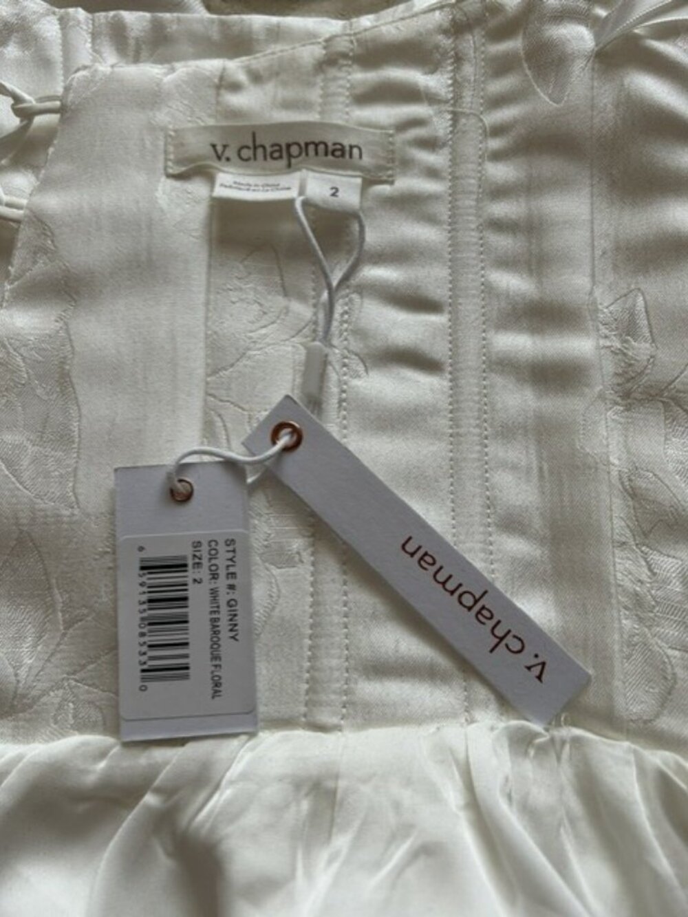 V. Chapman Ginny White Baroque Floral Strapless Corset Mini Dress Size 2 - Picture 5 of 6